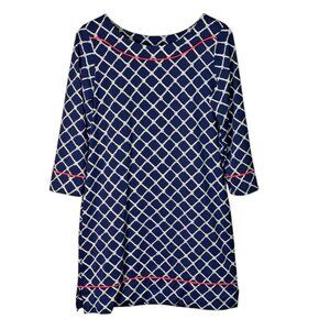 Lands’ End Nautical Rope Print Shift Dress Navy White Size S